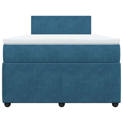 Боксспринг легло с матрак, синьо, 120x190 см, кадифе