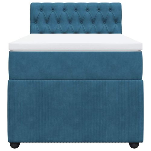 Боксспринг легло с матрак, синьо, 80x200 см, кадифе