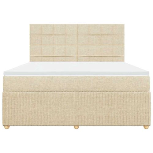 Боксспринг легло с матрак, кремава, 180x200 см, плат