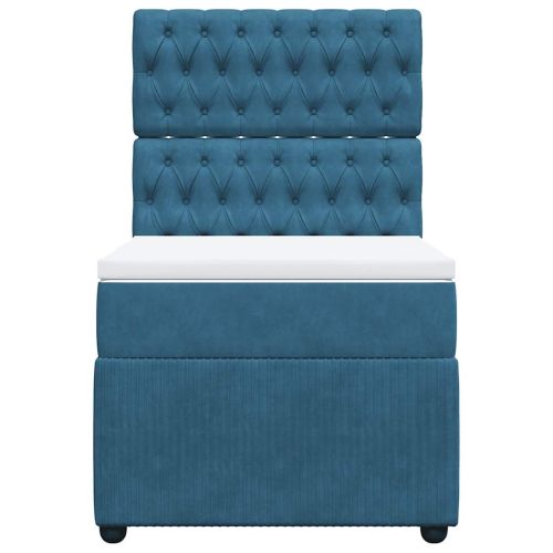 Боксспринг легло с матрак, синьо, 80x200 см, кадифе