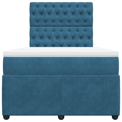 Боксспринг легло с матрак, синьо, 120x190 см, кадифе