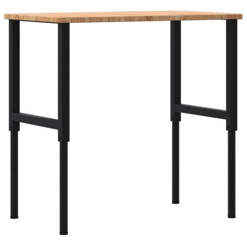 Работна маса светлокафяв 100x60x(71,5-98) см дъб масив