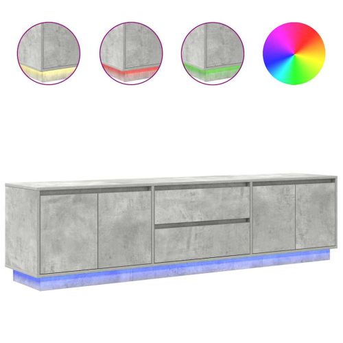 ТВ шкаф с LED осветление, бетонно сив, 193,5x41x50 см