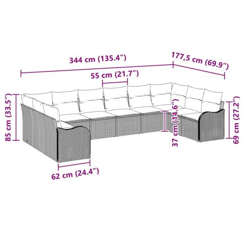 Градински Софа Комплект 10 pcs Бежов и бял полиратан