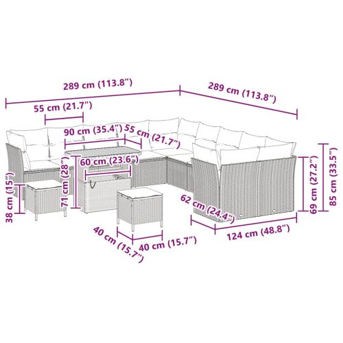 Градински Софа Комплект с възглавница 13 pcs бежово и кремаво