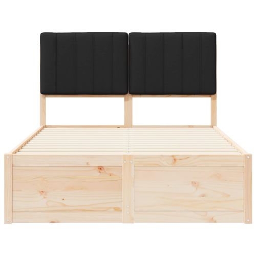 Леглова рамка с тапицирана гръбна част Черно 120 x 190 cm