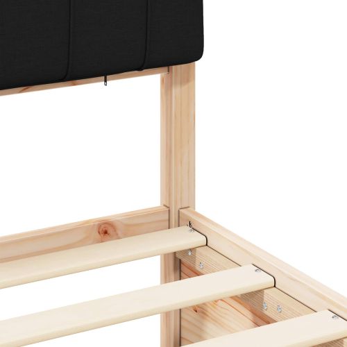 Леглова рамка с тапицирана гръбна част Черно 120 x 190 cm