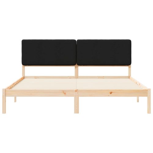 Леглова рамка с тапицирана гръбна част Черно 200 x 200 cm