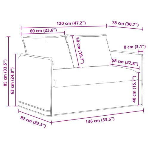 Диван 120cm 2 pcs Тъмен сив Метал