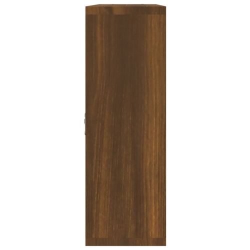 Стенен витринен рафт с 8 отделения кафяв дъб