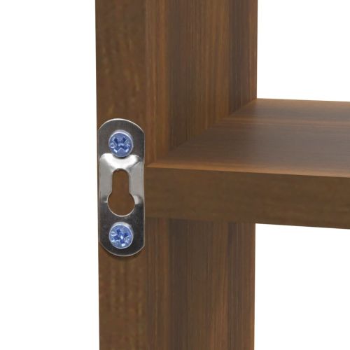 Стенен витринен рафт с 8 отделения кафяв дъб