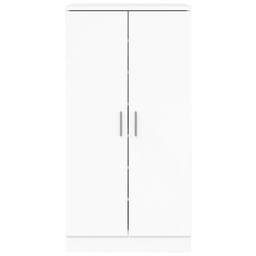 Шкаф за обувки, бял гланц, 55x35x108 см, инженерно дърво