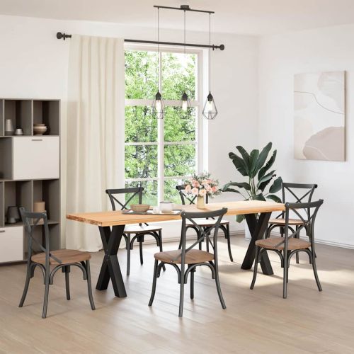 Крака за трапезна маса, X-образни, 2 бр., черни, 50 x (72-73) см, стомана