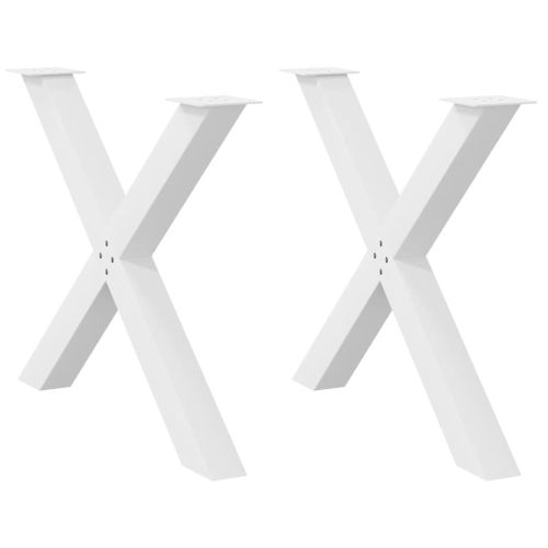 Крака за трапезна маса, X-образни, 2 бр., бели, 90 x (72-73) см, стомана