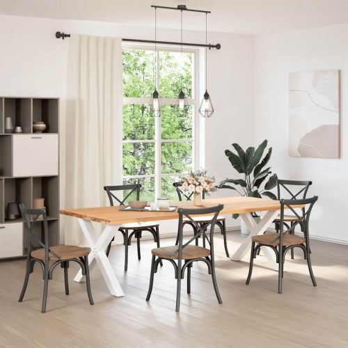 Крака за трапезна маса, X-образни, 2 бр., бели, 90 x (72-73) см, стомана