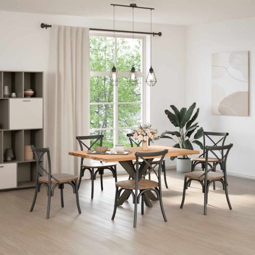 Крак за трапезна маса, форма на паяк, черен, 85x85x(72-73) см, стомана