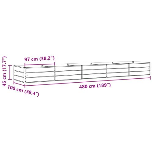 Кашпа Светлосиво 195 x 100 x 45 см Галванизирана стомана