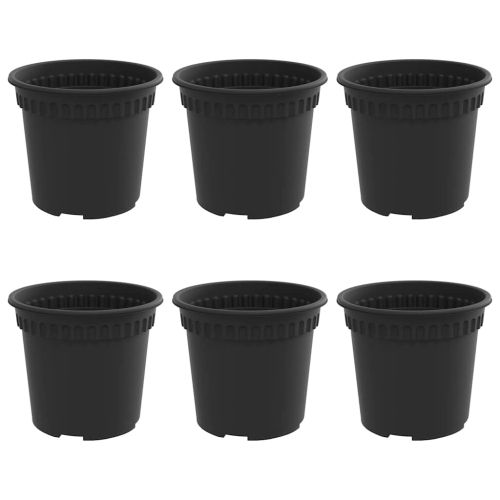 Кръгла саксия за цветя 6 pcs Черно Ø 15 x 12 cm Пластмаса