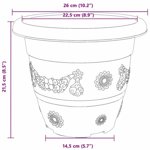 Кръгла саксия за цветя 6 pcs Червено тухла Ø 26 x 21.5 см