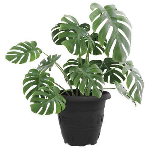 Кръгла саксия за цветя 6 pcs Черно Ø 26 x 21.5 см Пластмаса