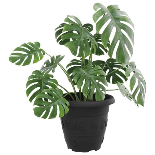 Кръгла саксия за цветя 6 pcs Черно Ø 26 x 21.5 см Пластмаса