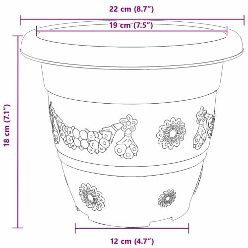 Кръгла саксия за цветя 24 pcs Червено тухла Ø 26 x 21.5 см