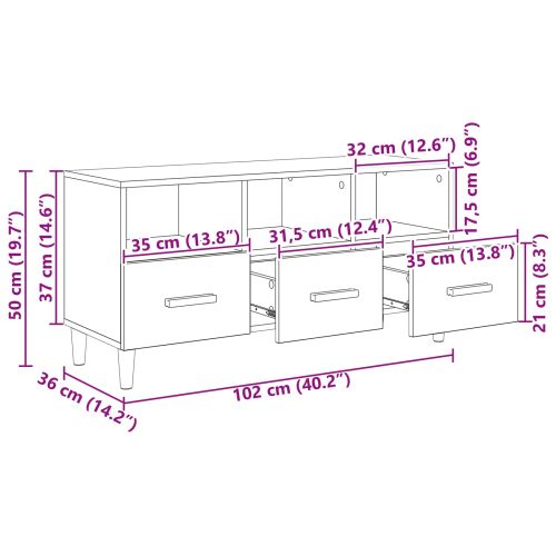 ТВ шкаф Черния дъб 102 x 35,5 x 50 см Инженерно дърво