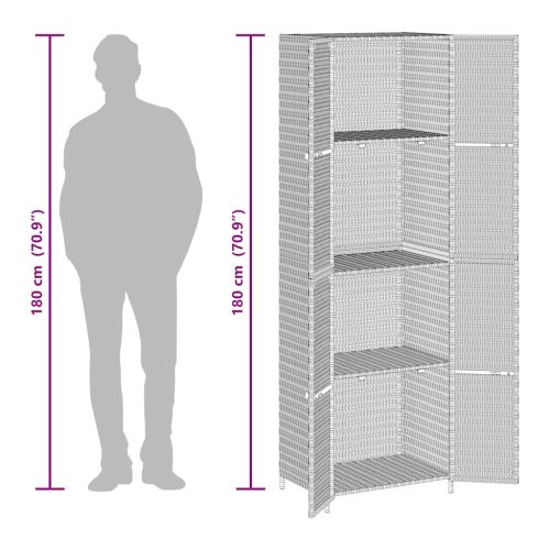 Градински шкаф за съхранение, сив, 59x40x180 см, полиратан
