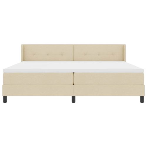 Легло с пружинирана основа с матрак Крем 200 x 200 cm Полиестер