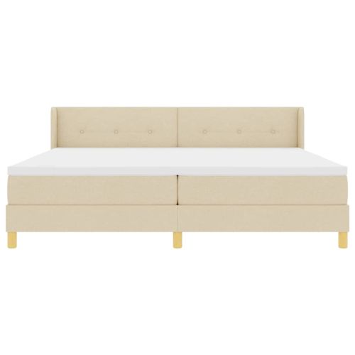 Легло с пружини с матрак с таблото Крем 200 x 200 cm текстил
