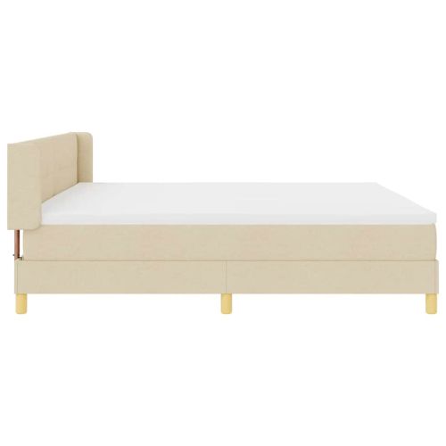 Легло с пружини с матрак с таблото Крем 200 x 200 cm текстил