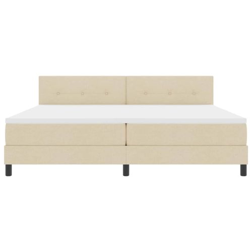 Легло с пружинирана основа с матрак Крем 200 x 200 cm текстил