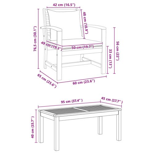 Градински Софа Комплект 5 pcs Естествен Солидно тиково дърво