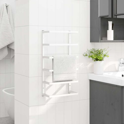 Поставка за кърпи, бяла, 24x12x48 см, стомана