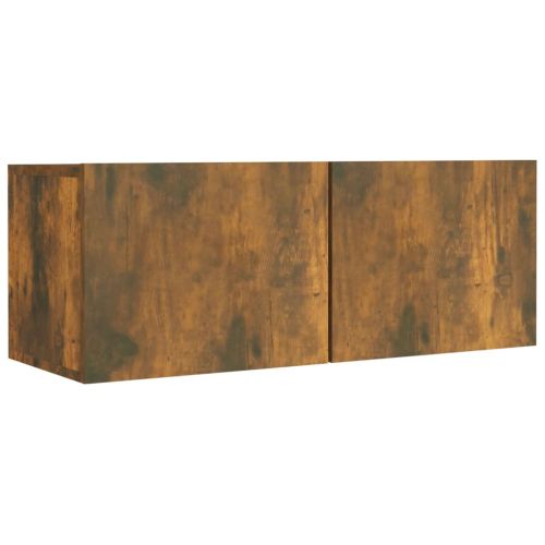 Комплект ТВ шкафове от 4 части, опушен дъб, инженерно дърво