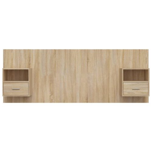 Горна табла за легло с шкафчета, дъб сонома, инженерно дърво