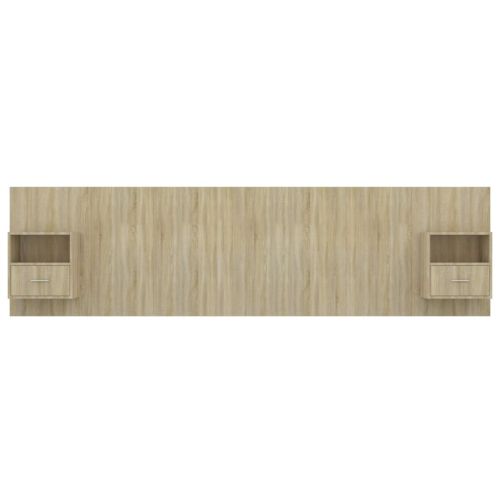 Горна табла за легло с шкафчета, дъб сонома, инженерно дърво