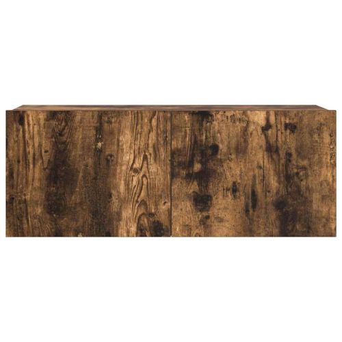 Комплект ТВ шкафове от 3 части, опушен дъб, инженерно дърво