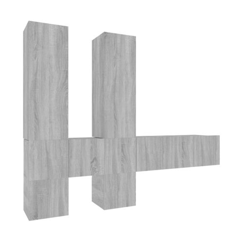 Комплект ТВ шкафове от 7 части, сив сонома, инженерно дърво