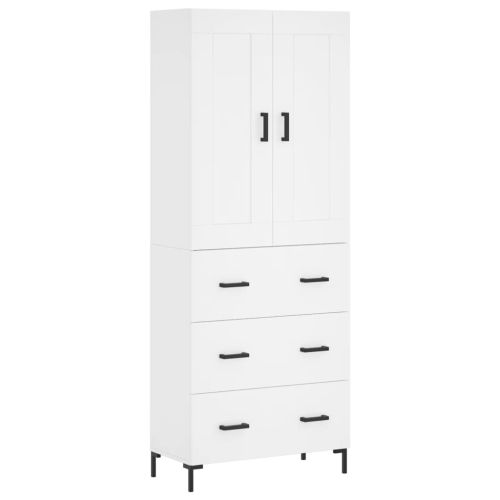 Висок шкаф, бял, 69,5x34x180 см, инженерно дърво