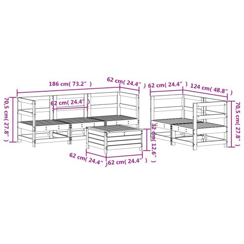 Градински комплект диван от 6 части, бор масив