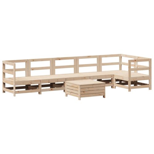 Градински комплект диван от 7 части, масивно дърво бор