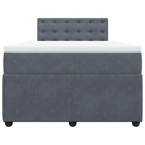 Боксспринг легло с матрак, тъмносиво, 120x200 см, кадифе