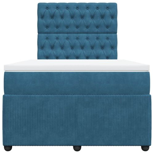 Боксспринг легло с матрак, тъмносиньо, 120x200 см, кадифе