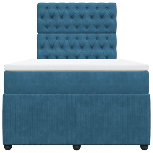 Боксспринг легло с матрак, синьо, 120x200 см, кадифе