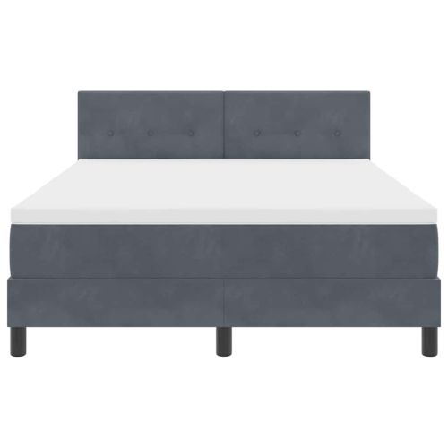 Легло с пружинирана основа Тъмен сив 140 x 200 cm Кадифе