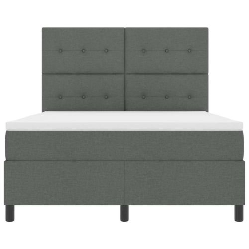 Легло с пружинирана основа Тъмен сив 140 x 190 cm текстил