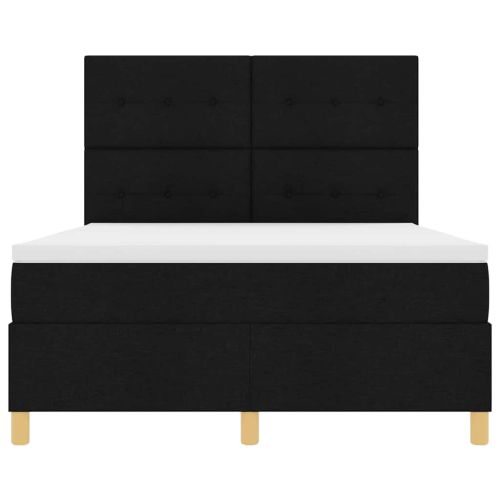 Легло с пружинирана основа с матрак Черно 140 x 200 cm текстил