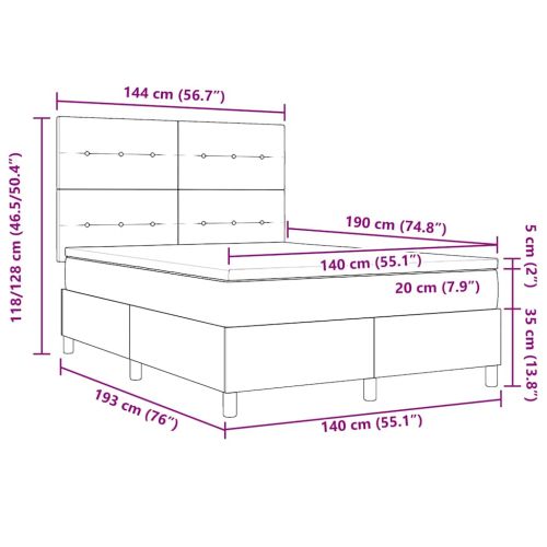 Легло с пружинирана основа Тъмен зелен 140 x 190 cm текстил