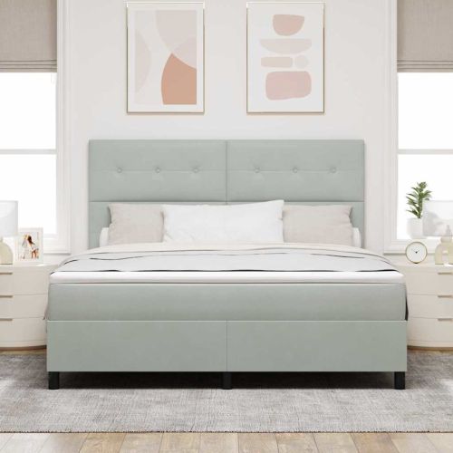 Легло с пружинирана основа Светлосиво 180 x 200 cm текстил